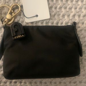Furla black zippered bag brand new many uses!!